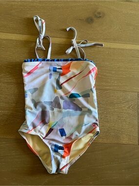 Kids Multicolor Tie-Shoulder One-Piece Swimsuit
